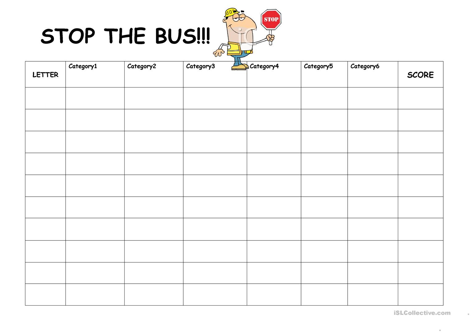 Stop The Bus Worksheet Free ESL Printable Worksheets 