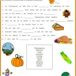 Thanksgiving Printables Fill In Vocabulary Sheet For Children