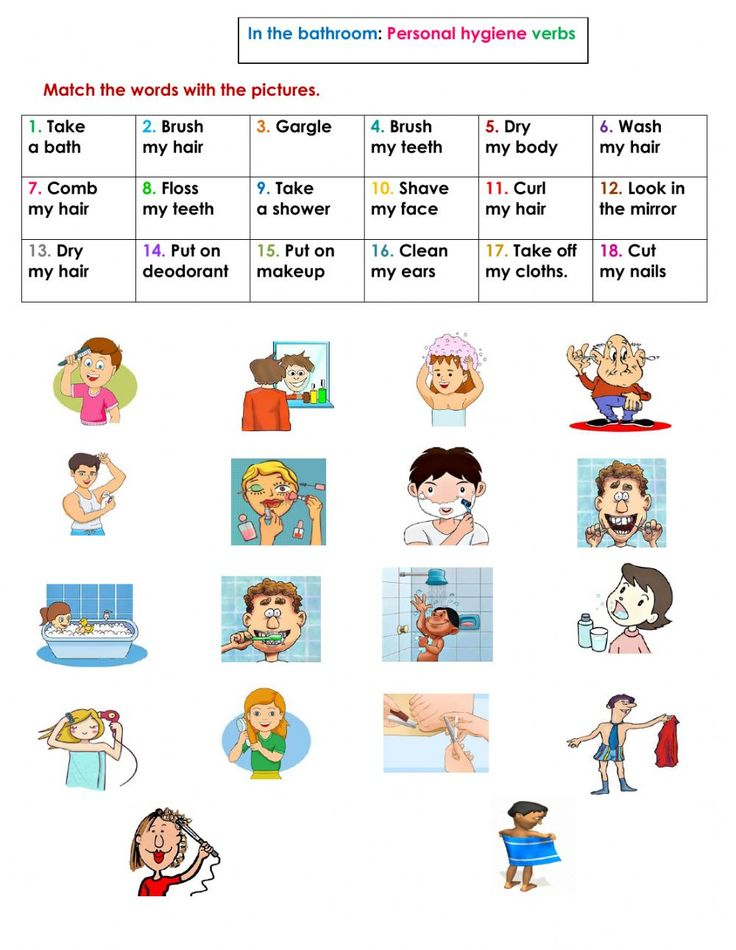 The Bathroom Personal Hygiene Verbs Interactive 