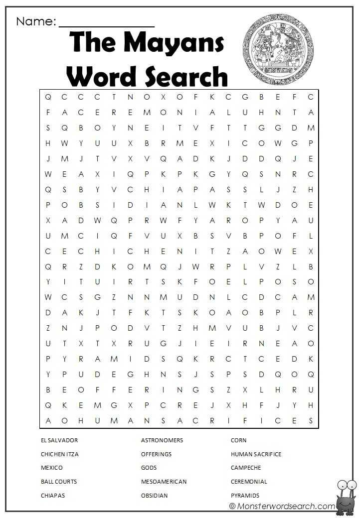 The Mayans Word Search Free Printable Word Searches 