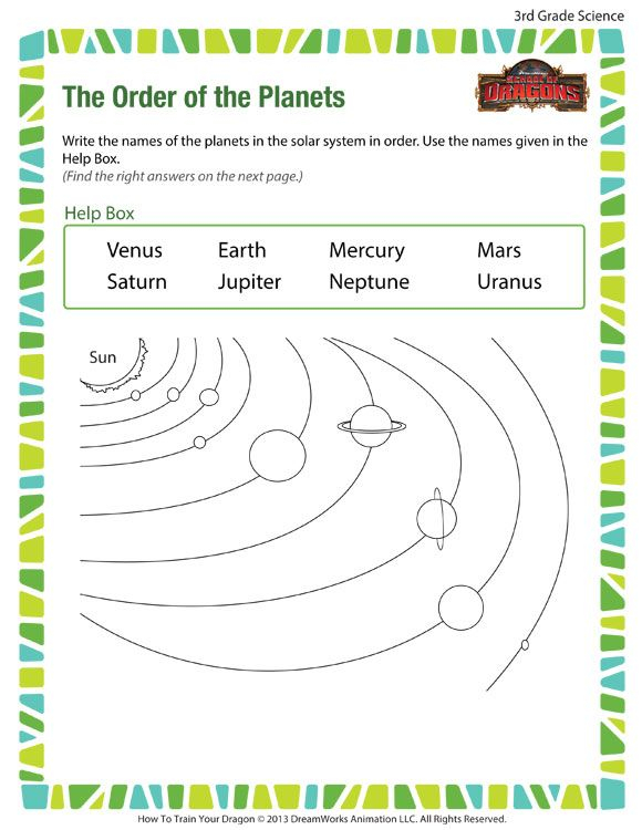 The Order Of The Planets Printable Science Worksheet For 