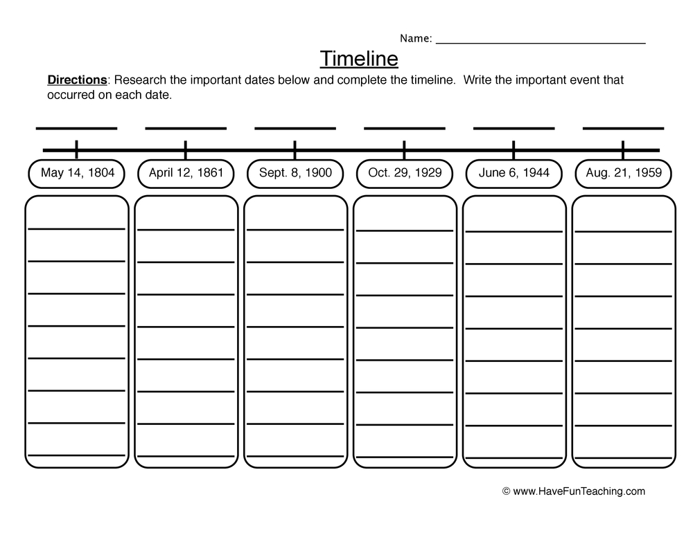 Timelines Worksheets Have Fun Teaching