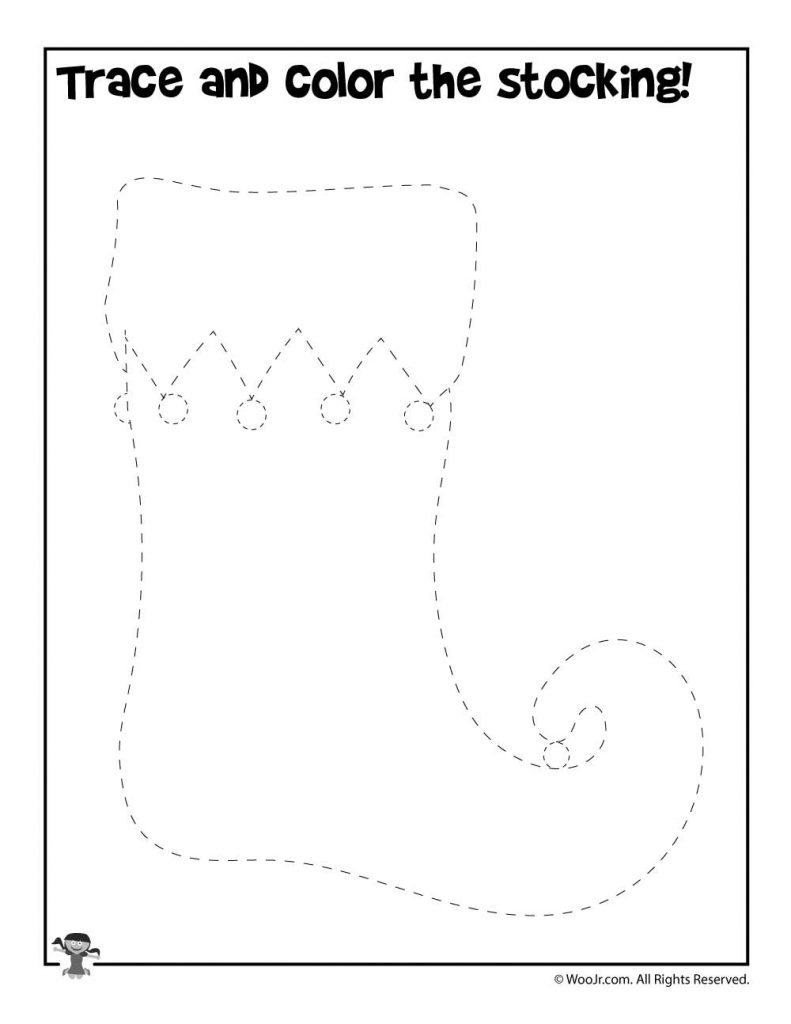 Trace The Christmas Stocking Activity Woo Jr Kids  From Christmas Stockings Worksheets