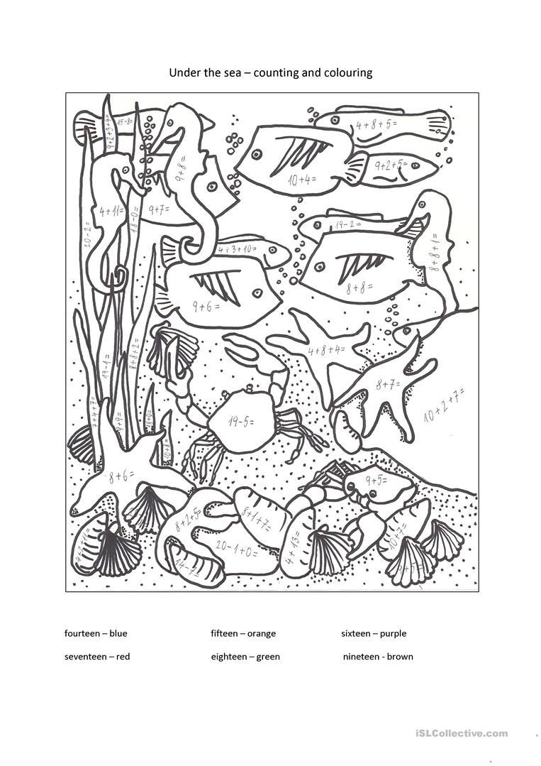 Under The Sea Colouring Worksheet Free ESL Printable 