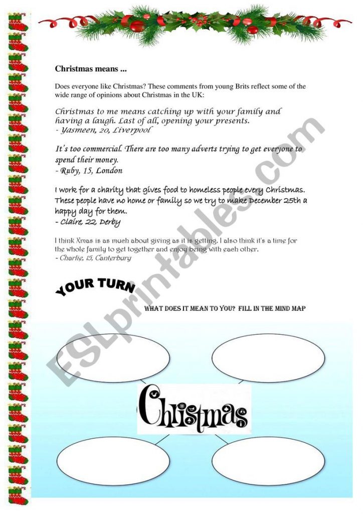 What Does Christmas Mean To You Worksheet 