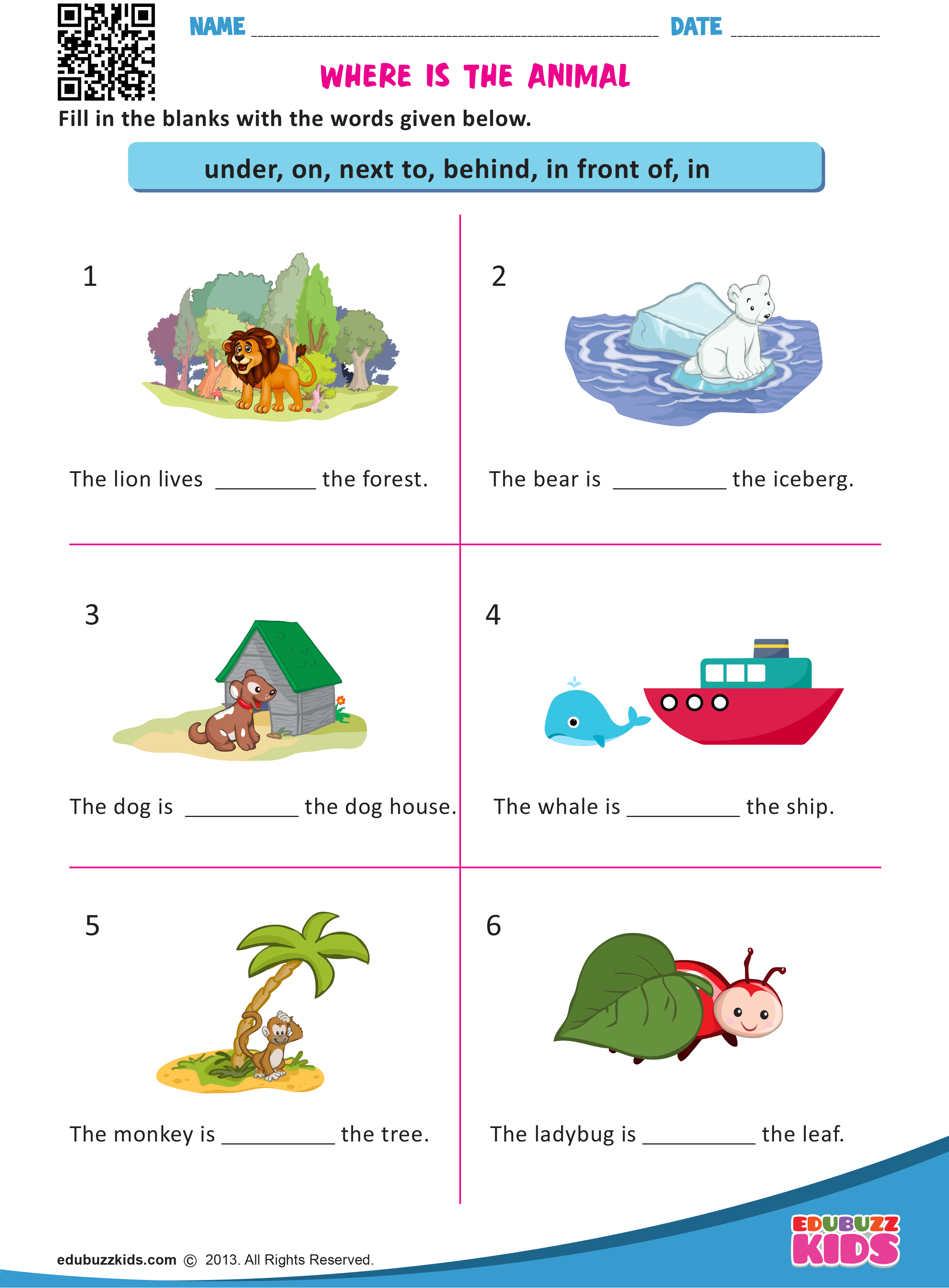 Where Is The Animal Preposition Worksheets English 