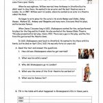 William Shakespeare Reading Comprehension Worksheets