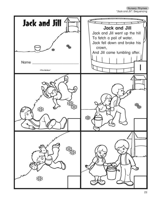 Worksheets Nursery Rhyme Jack And Jill Jack jill 