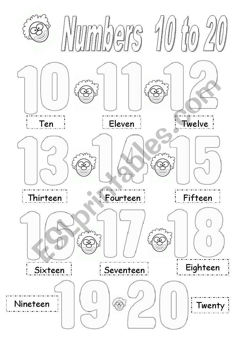 10 20 Numbers Worksheets NumbersWorksheet