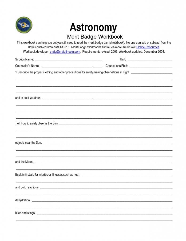10 Best Images Of Astronomy Worksheets Printable