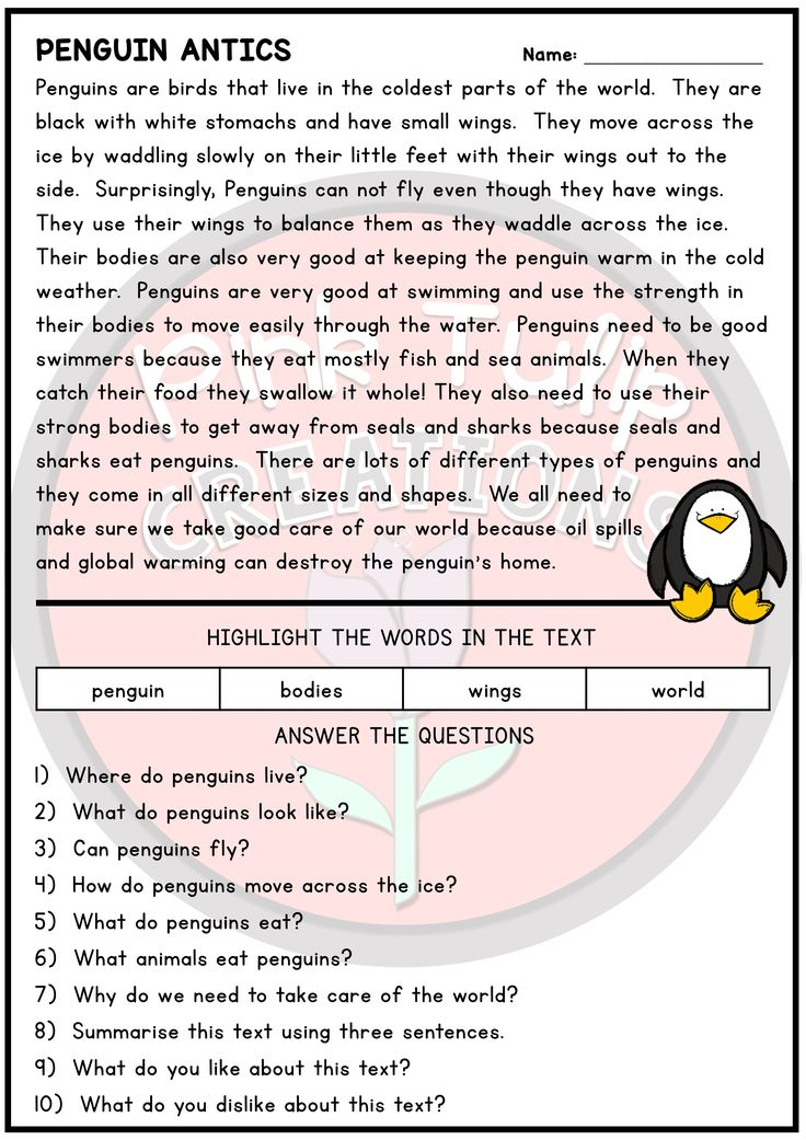 10 Page Reading Comprehension Worksheet Pack With 