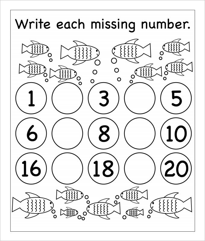 10 Sample Missing Numbers Worksheet Templates Free 