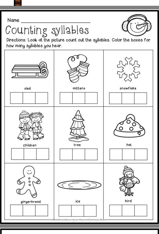 10 Syllable Winter Worksheet Free Kindergarten 
