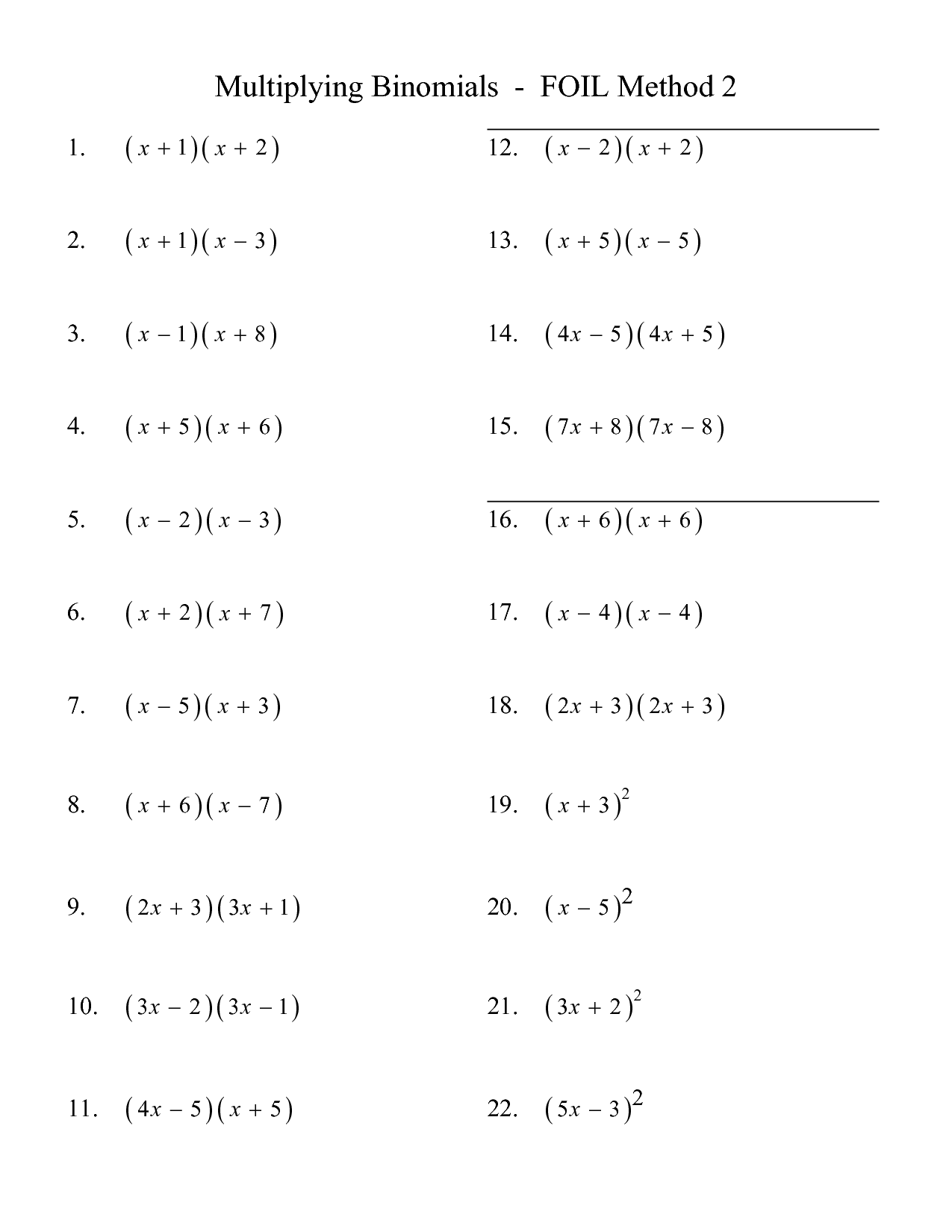 13 Best Images Of Foil Method Worksheet Foil Math 