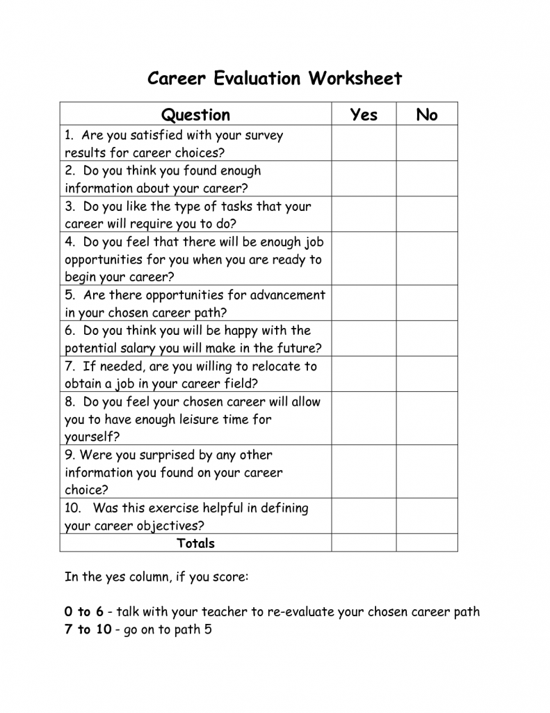 Career Quiz Printable Worksheets | AlphabetWorksheetsFree.com