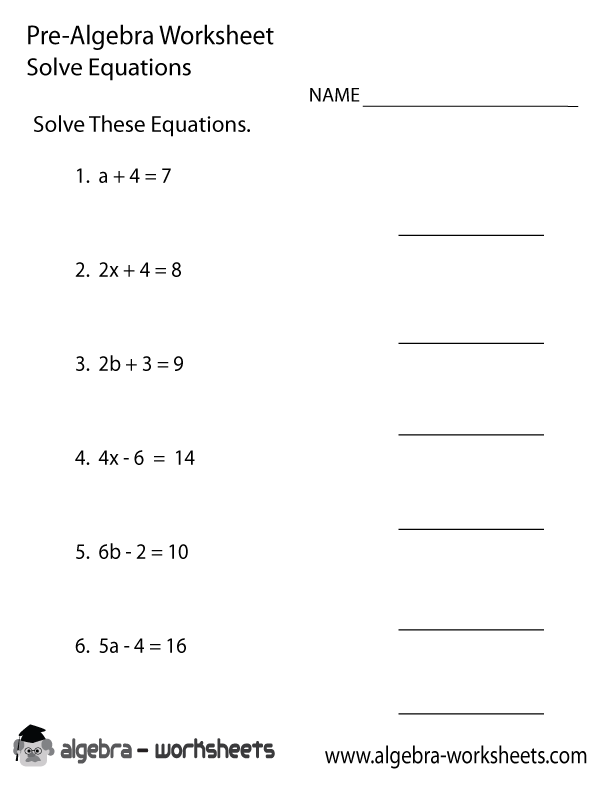17 Best Images Of Pre Algebra Worksheets Free Printable