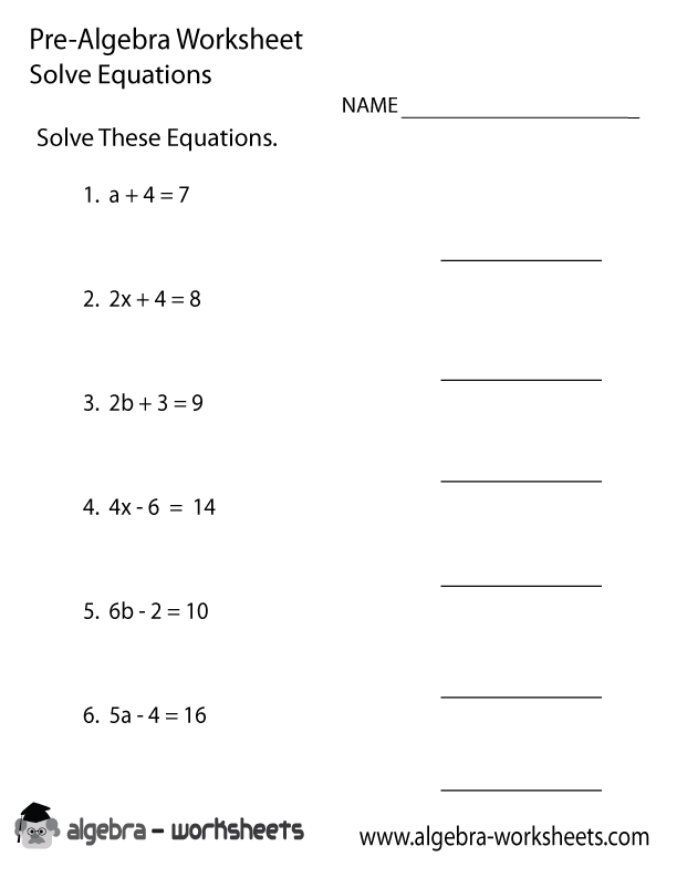 17 Best Images Of Pre Algebra Worksheets Free Printable 