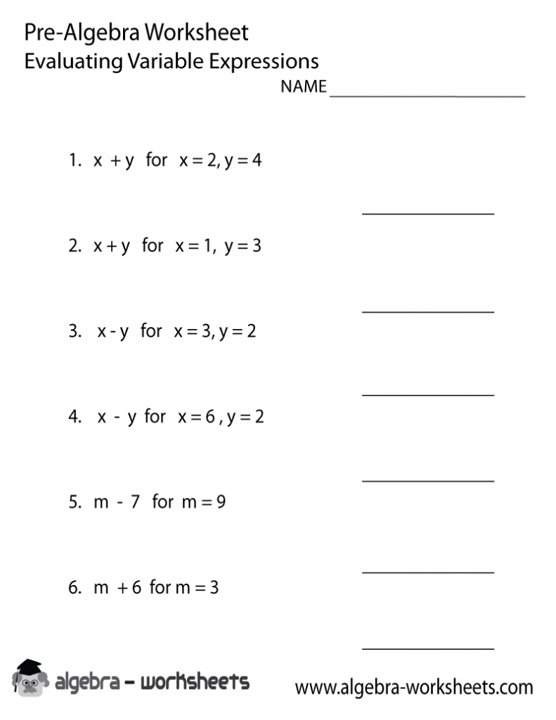 17 Best Images Of Pre Algebra Worksheets Free Printable