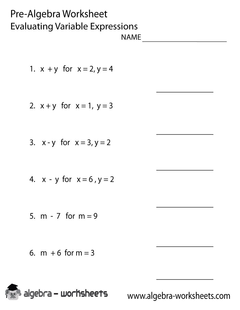 17 Best Images Of Pre Algebra Worksheets Free Printable