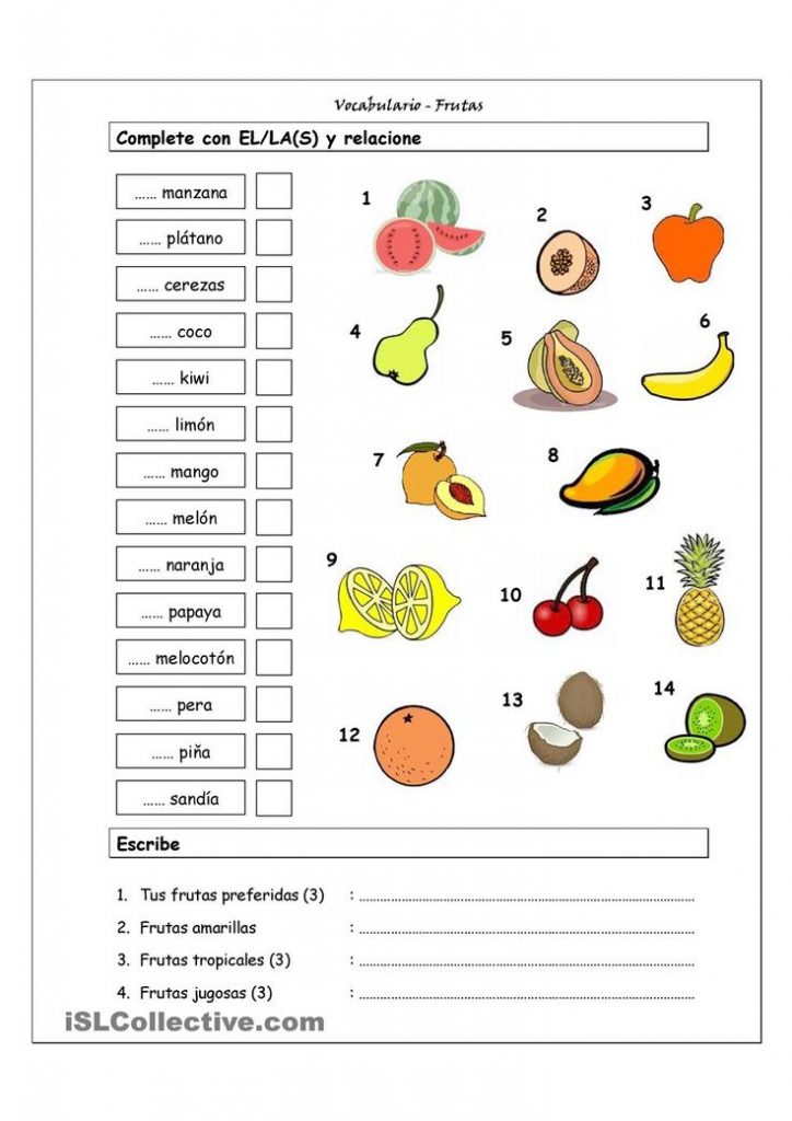 19 Best Spanish Food Vocabulary Activities Images On