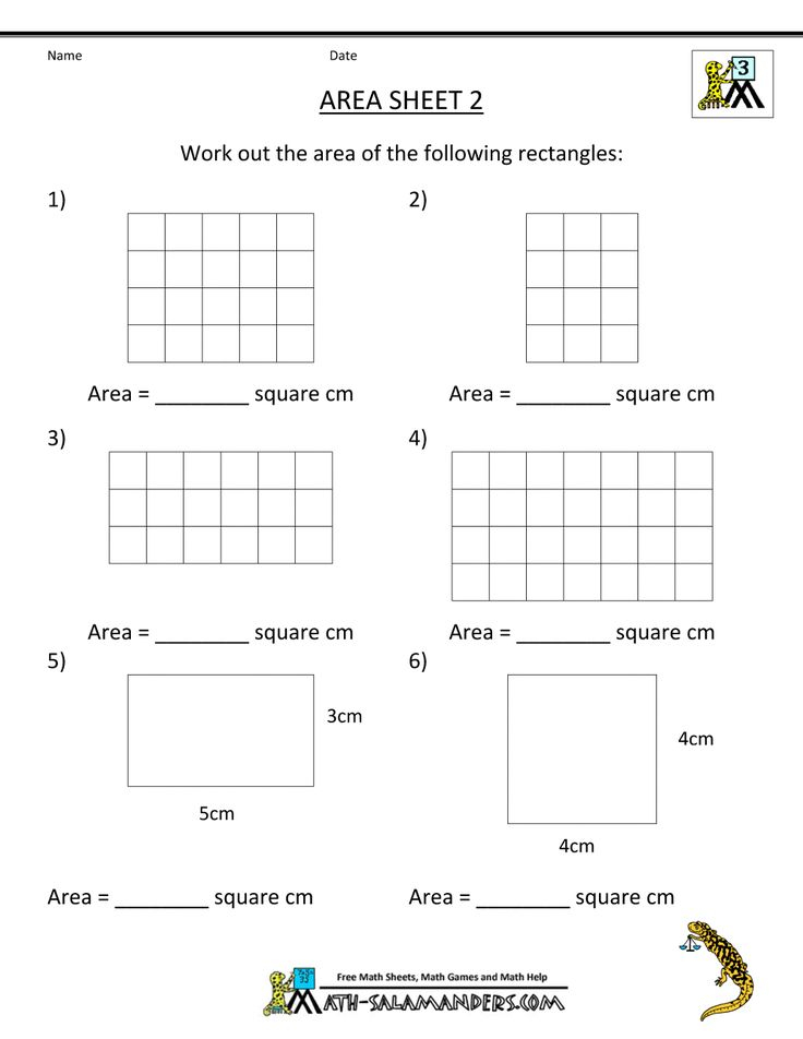 3rd Grade Math Worksheets Area 2 Area Worksheets Area 