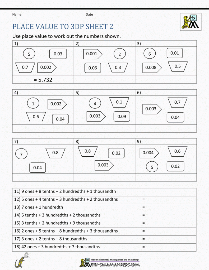 3rd Grade Place Value Worksheets DIY Worksheet