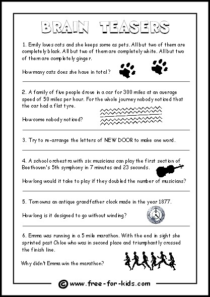 5th Grade Math Brain Teasers Worksheets Worksheets Master