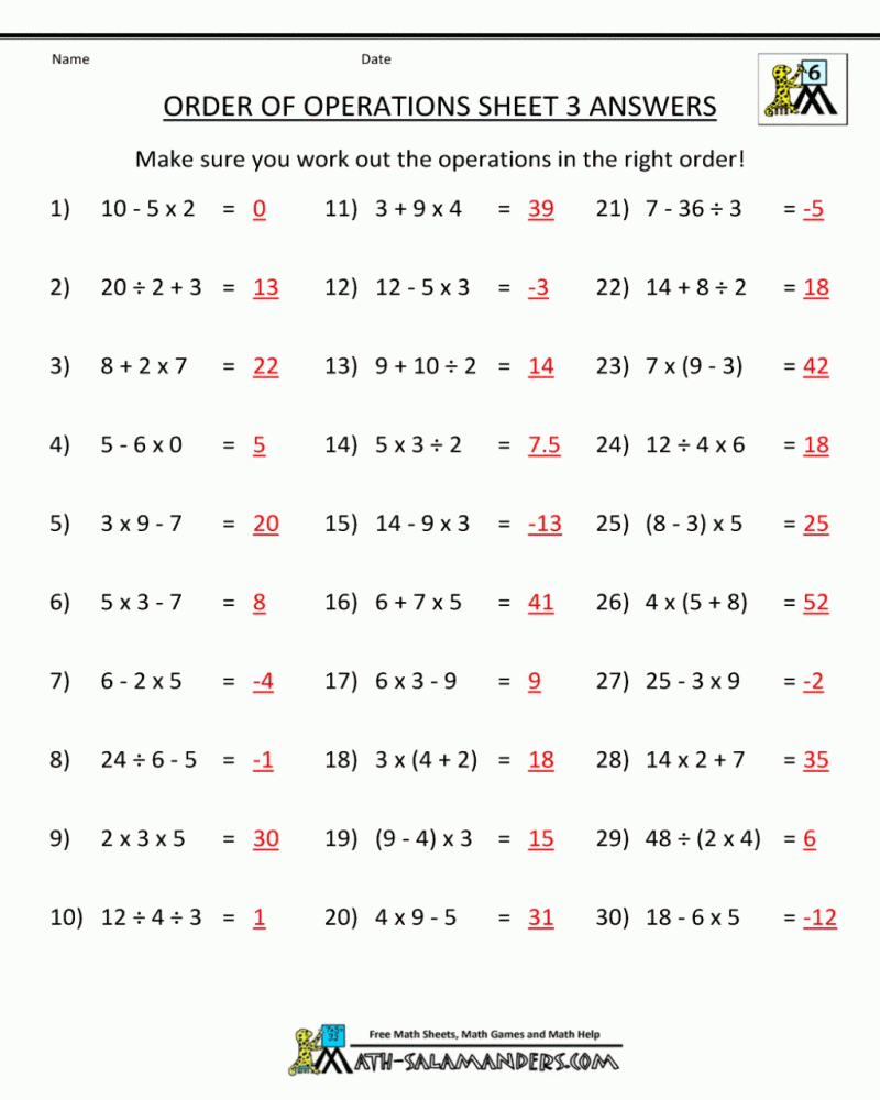 8th Grade Math Printable Worksheets With Answers Math 