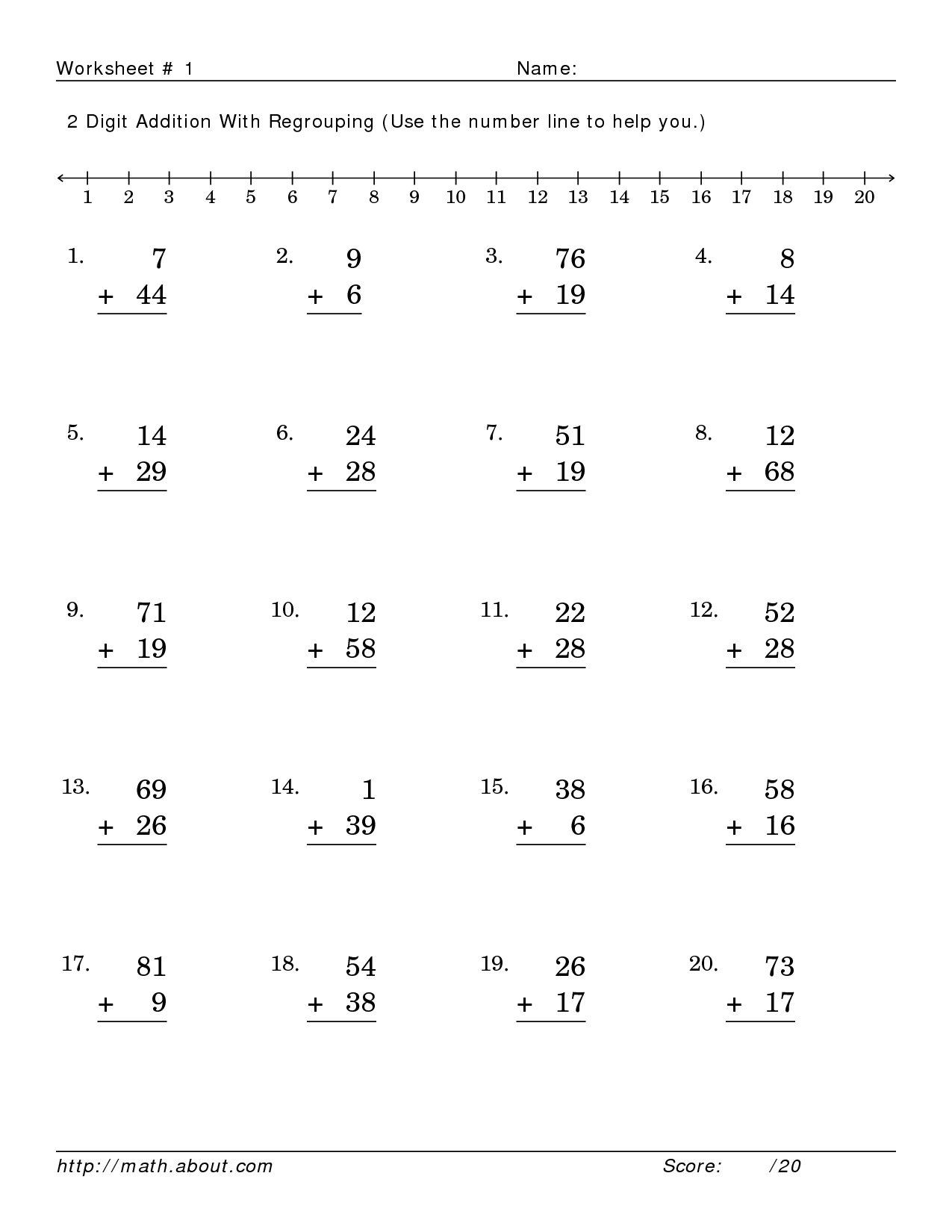 Addition With Regrouping Practice