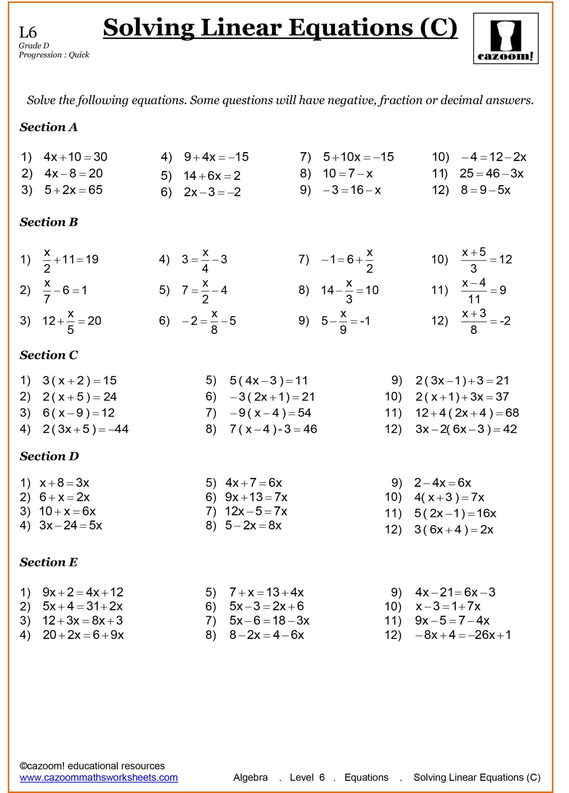Algebra Worksheets Year 9 Printable Letter Worksheets