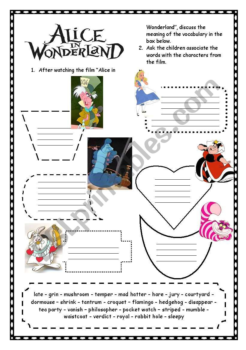 Alice In Wonderland ESL Worksheet By Flor sin tiempo