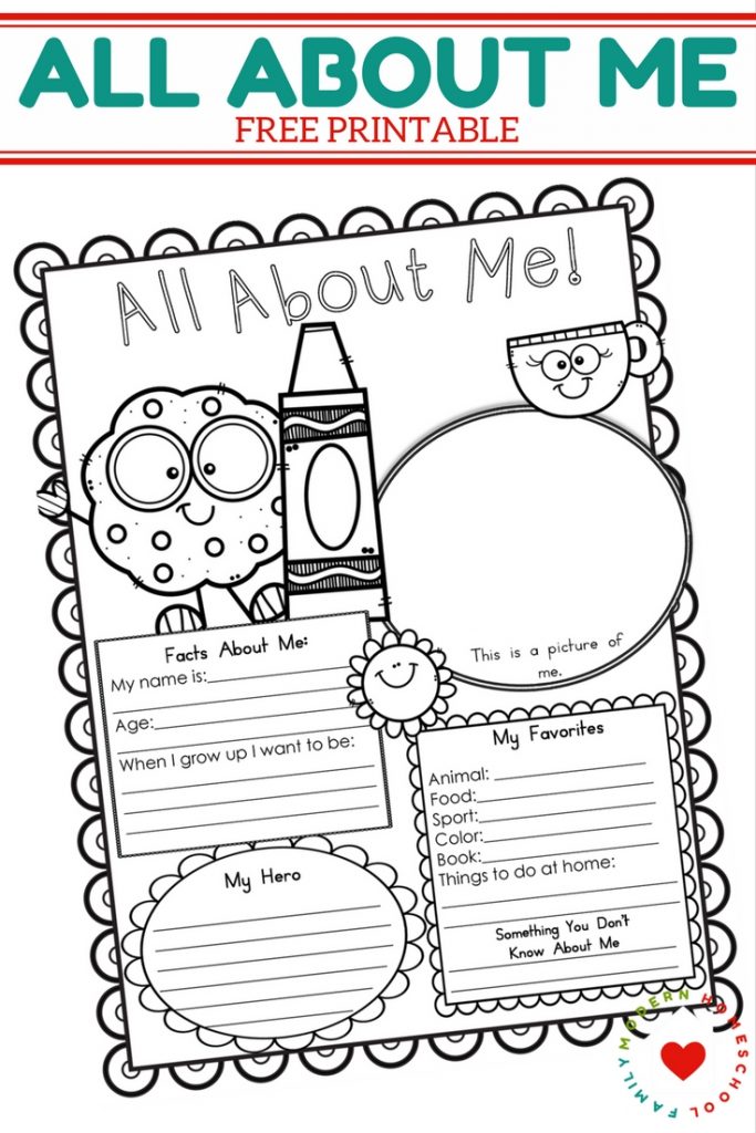 All About Me Free Printable Pinterest Modern Homeschool