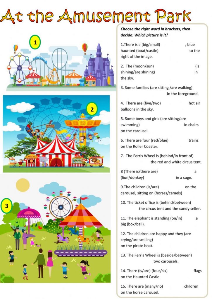 At The Amusement Park Worksheet
