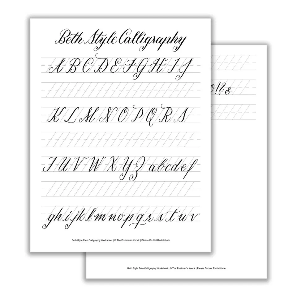 Beth Style Calligraphy Standard Worksheet The Postman s 