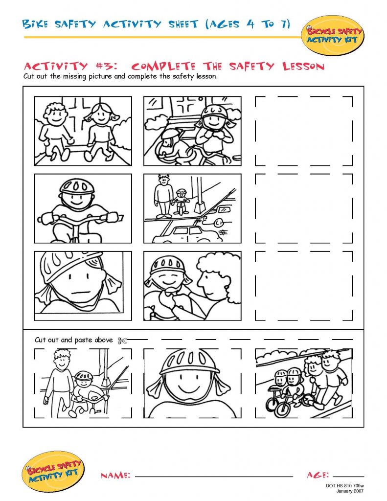 Bike Safety Activity Sheet Ages 4 To 11 Complete The