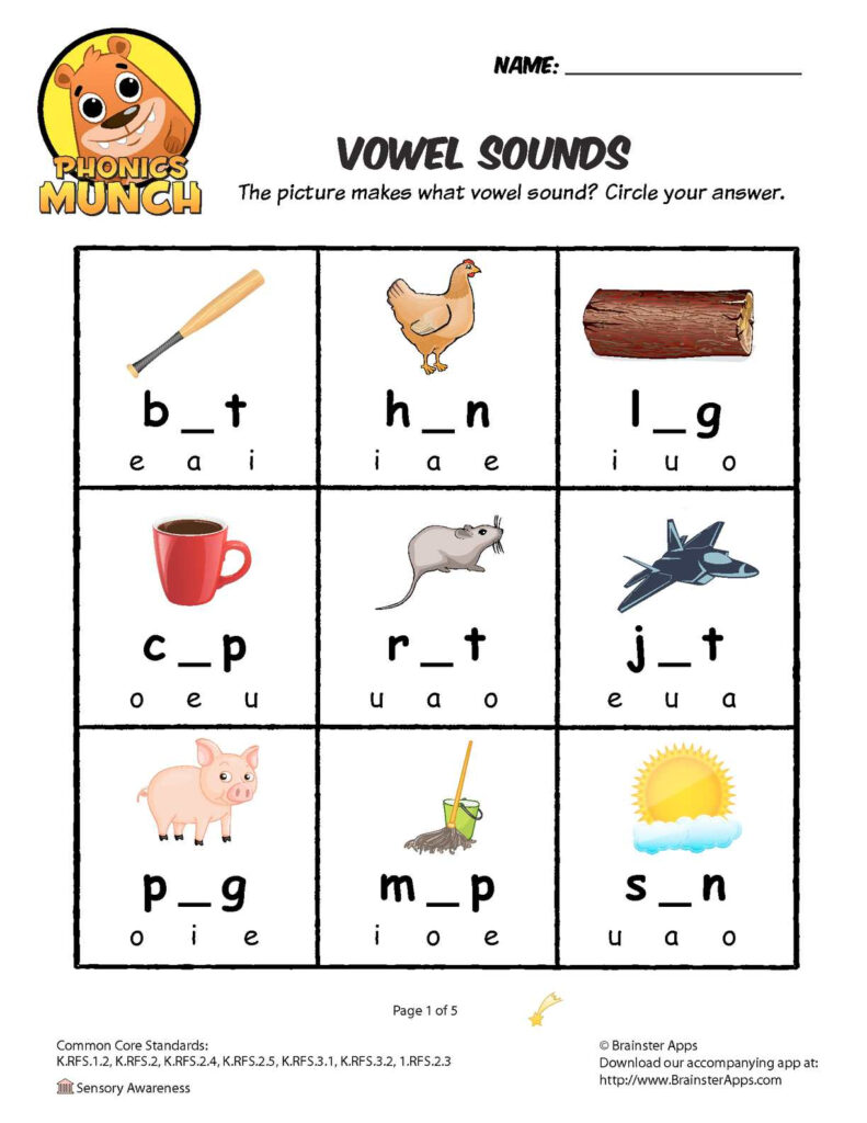 Calam O Vowel Sounds Phonics Worksheet