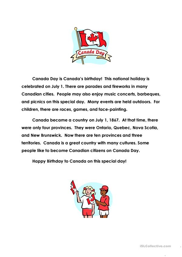 Canada Day Worksheet Free ESL Printable Worksheets Made