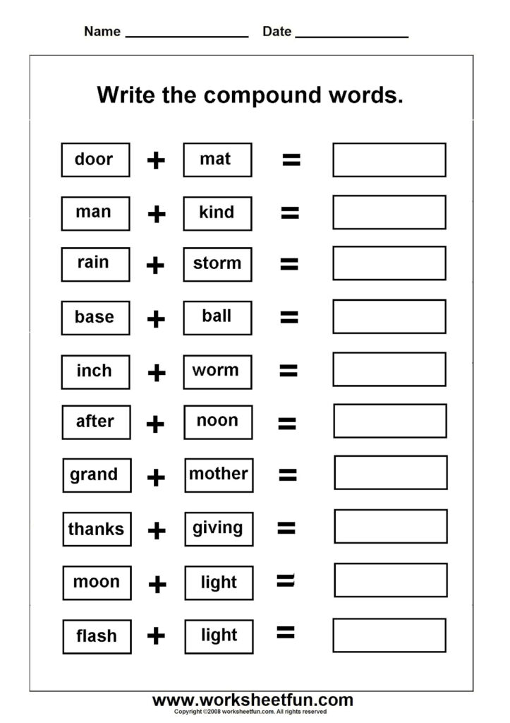 Christmas Compound Words Worksheets