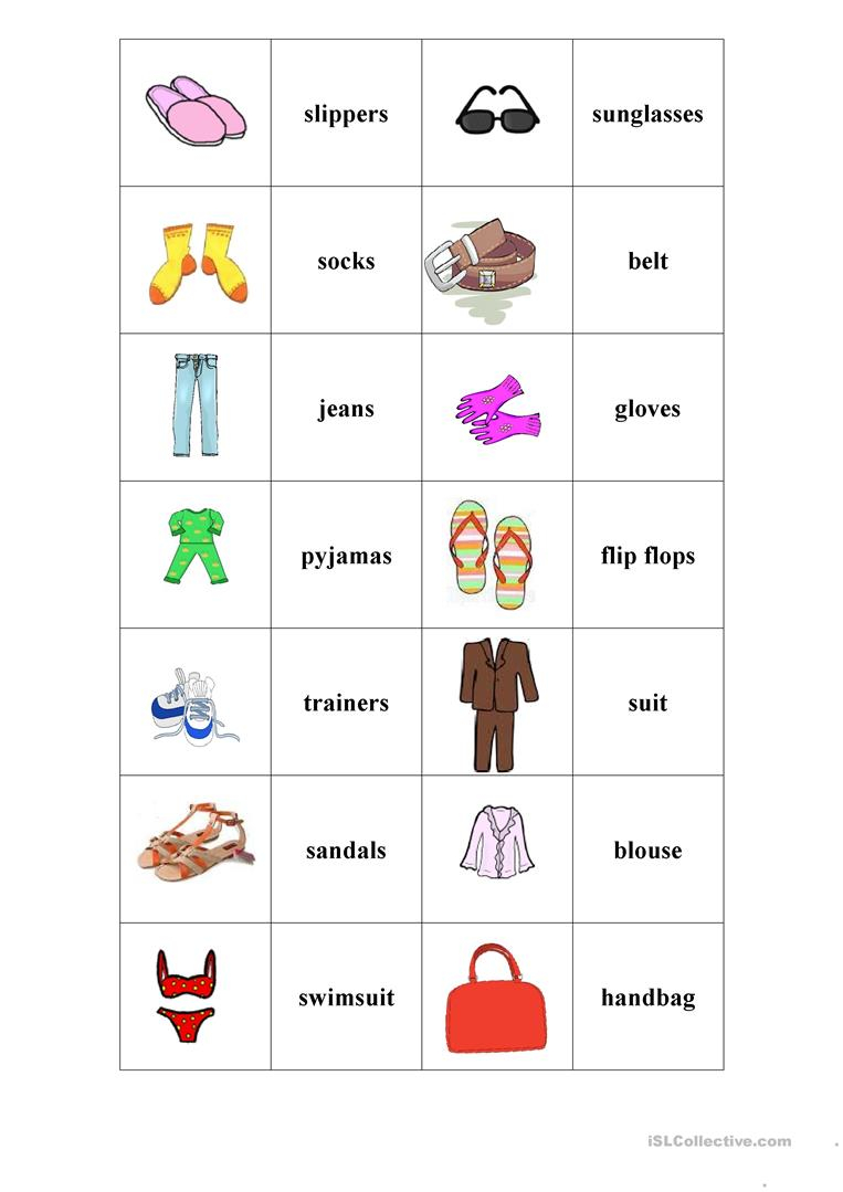 Clothes Memory Game Worksheet Free ESL Printable 