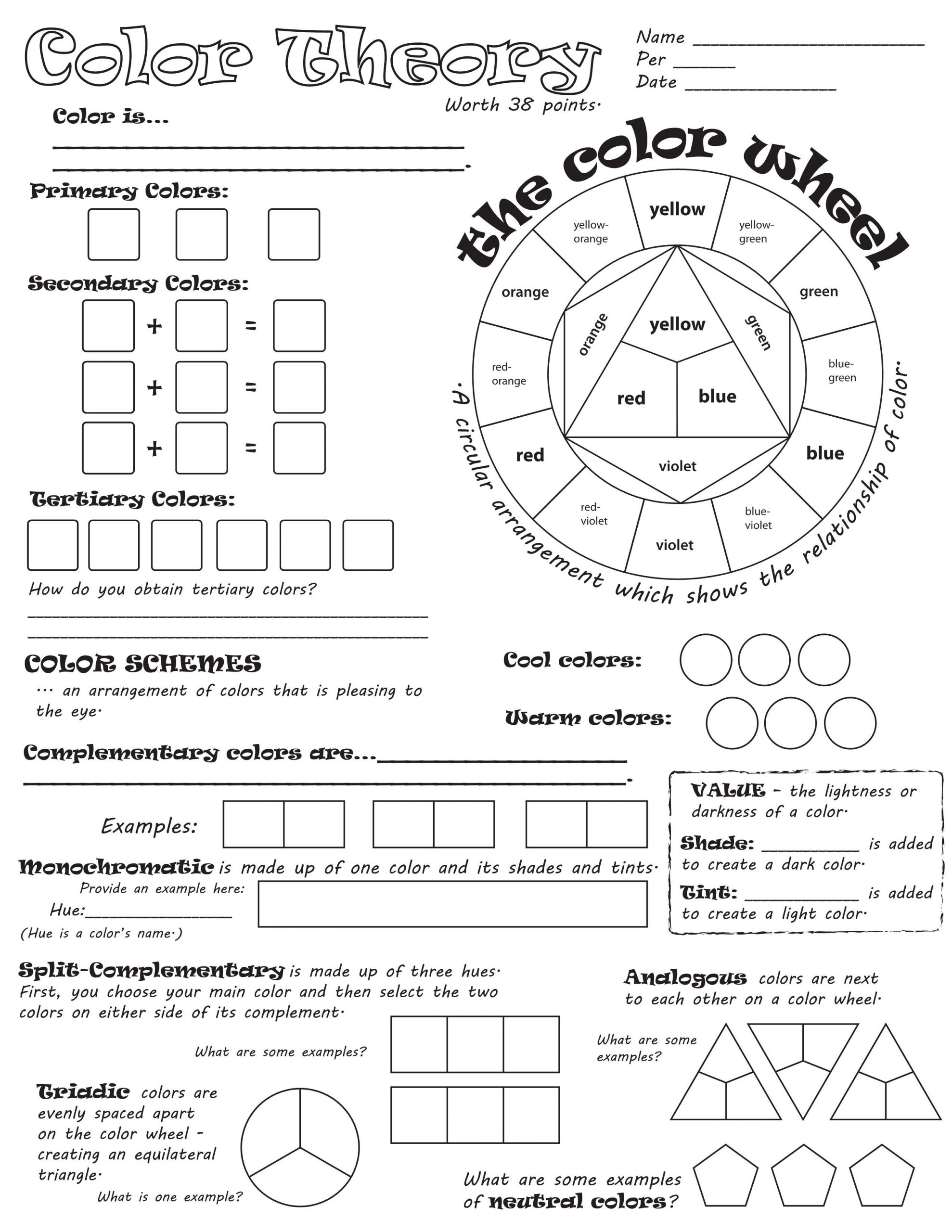 Color Theory Worksheet Thekidsworksheet