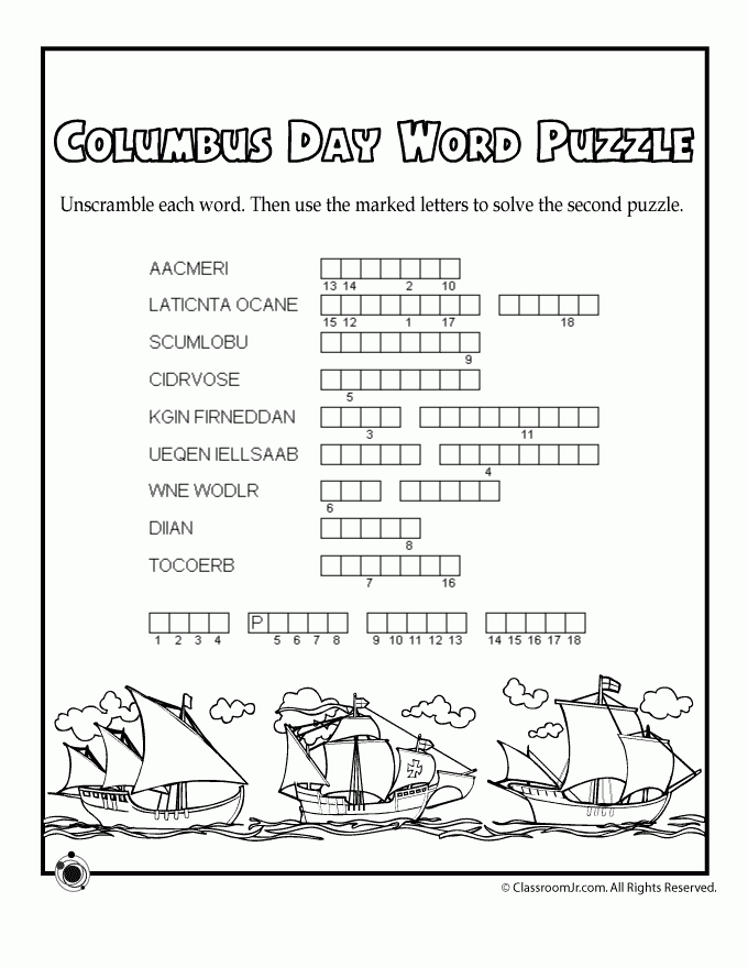 Columbus Day Word Puzzle Woo Jr Kids Activities