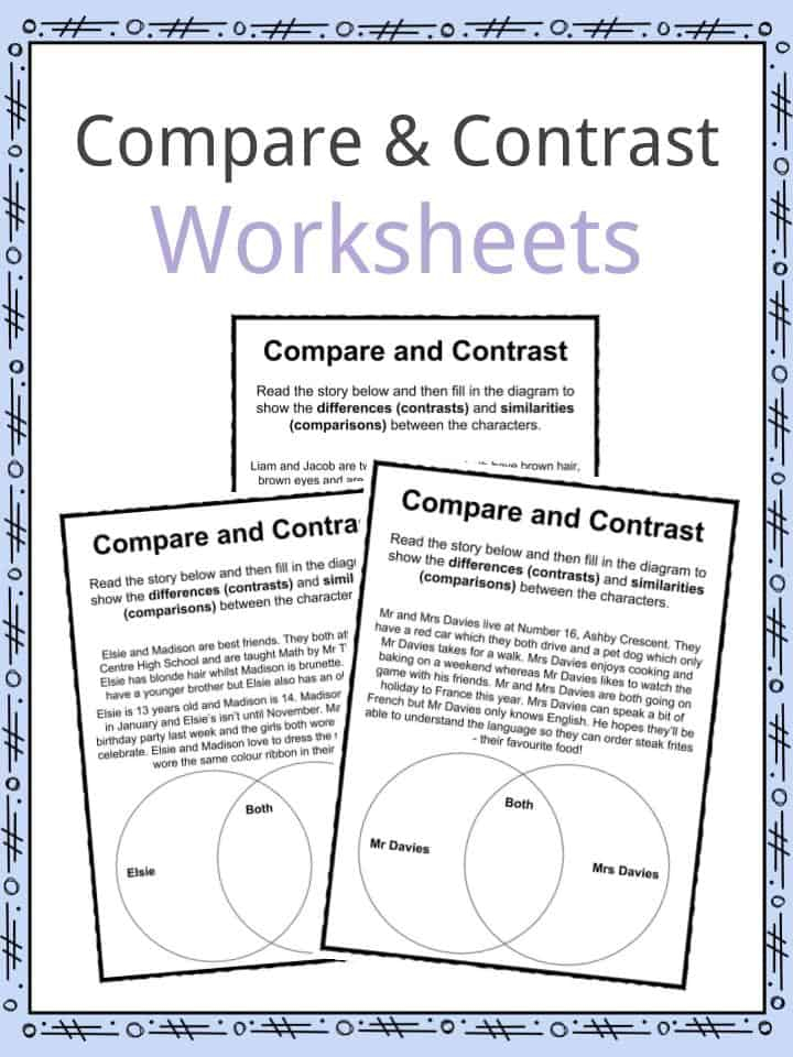 Compare And Contrast Worksheets Lesson Plan PDF s