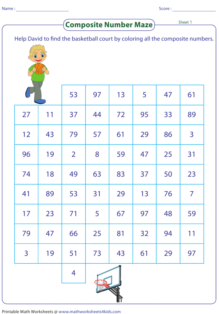 Composite Number Maze Worksheet With Answer Key Download