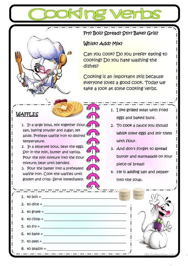 Cooking Verbs Worksheet Free ESL Printable Worksheets 