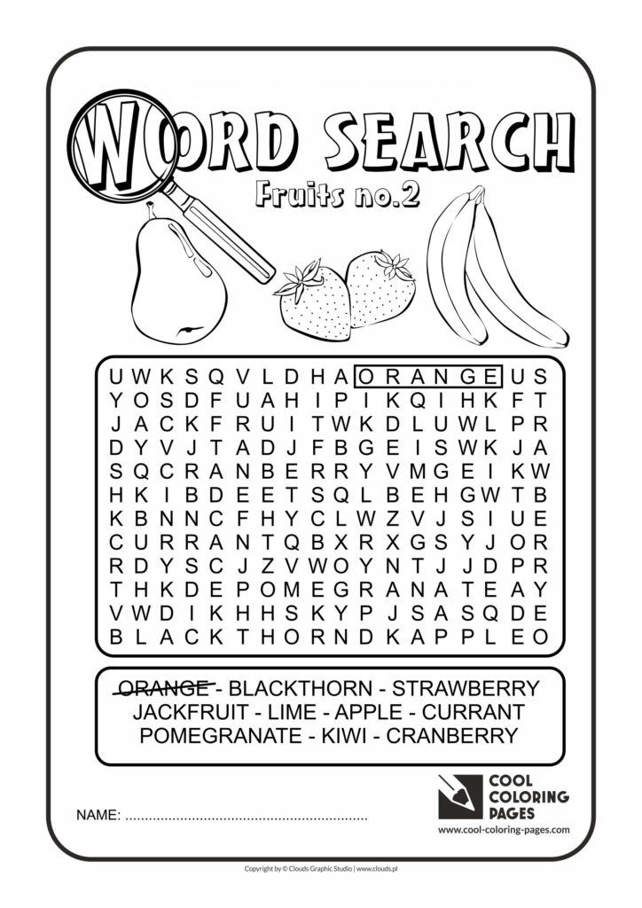 Cool Coloring Pages Word Search Fruits No 2 Cool