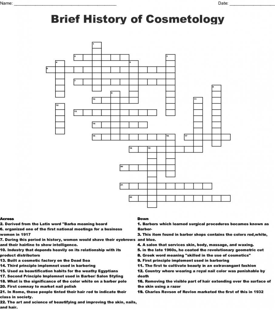 Cosmetology Word Search WordMint