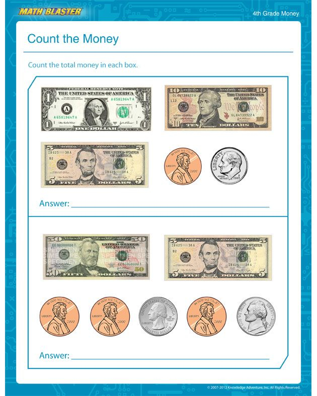 Count The Money Free Printable Money Worksheet For 4th 