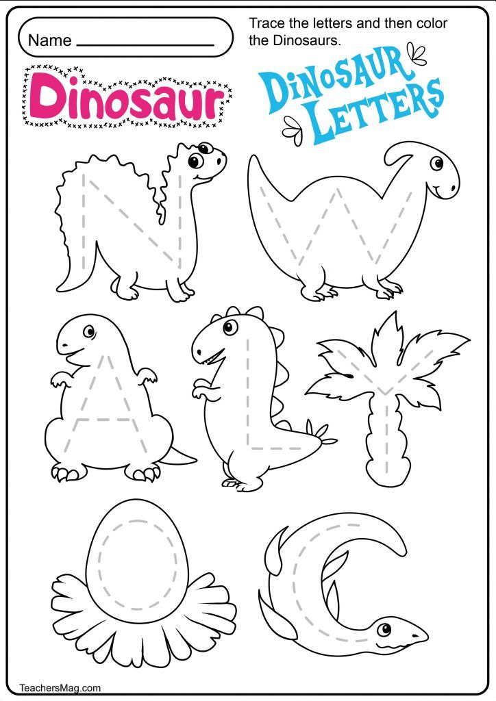 Dinosaur Letters Number Tracing Worksheets TeachersMag 