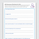Download Self Awareness Worksheets For Kids Self