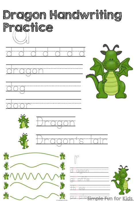 Dragon Handwriting Practice Printable Simple Fun For 